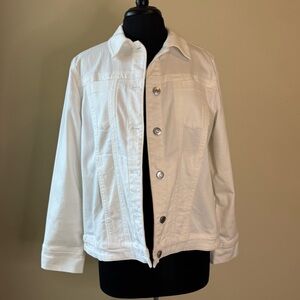 Chico’s White Denim Jacket Size Large